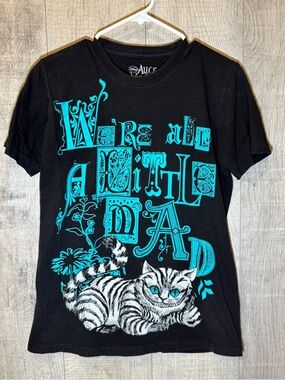 Alice In Wonderland Disney Shirt Medium Cheshire Cat We’re All A Little Mad
